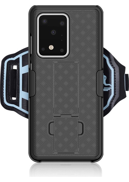 Samsung Galaxy S20 Ultra Için Kickstand Telefon Kapağı ile Naylon Spor Bilekliği Dokuma Cilt Pc Kılıfı (Yurt Dışından)