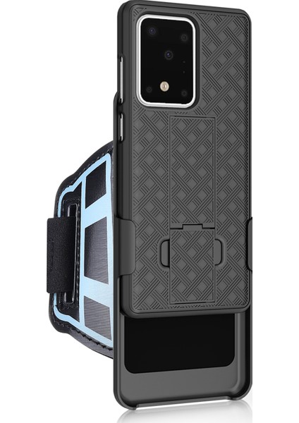 Samsung Galaxy S20 Ultra Için Kickstand Telefon Kapağı ile Naylon Spor Bilekliği Dokuma Cilt Pc Kılıfı (Yurt Dışından)