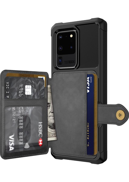 Samsung Galaxy S20 Ultra Için Dahili Manyetik Sayfalı Cüzdan Kickstand Shell ile Deri Kaplamalı Tpu (Yurt Dışından) fırsatları