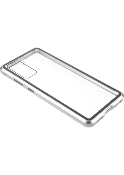 Samsung Galaxy S20 Fe 4G/5G/S20 LITE/S20 Fe 2022 Çift Taraflı Temperli Cam + Manyetik Metal Çerçeve Telefon Kılıfı (Kabarcık Çanta Paketi) (Yurt Dışından)