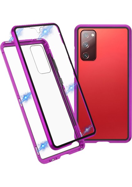 Samsung Galaxy S20 Fe 4G/5G/S20 LITE/S20 Fe 2022 Çift Taraflı Temperli Cam + Manyetik Metal Çerçeve Telefon Kılıfı (Yurt Dışından)