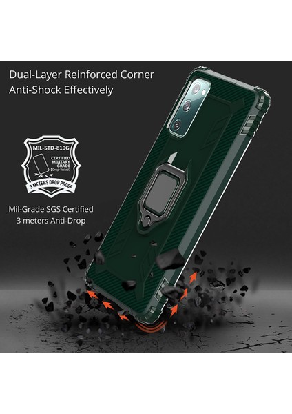 Samsung Galaxy S20 Fe 4G/5G/S20 LITE/S20 Fe 2022 Parmak Yüzük Kickstand Telefon Kılıfı Tpu Protector Shell (Yurt Dışından)