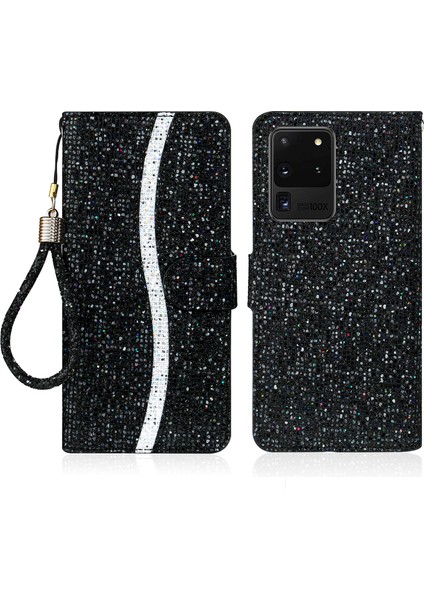Samsung Galaxy S20 Ultra Için Işıltılı Toz Ekleme Cüzdan Standı Deri Kabuk (Yurt Dışından)