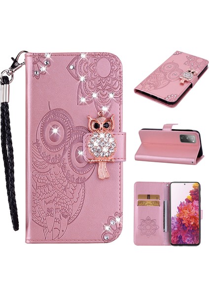 Samsung Galaxy S20 FE/S20 Fan EDITION/S20 Fe 5G/S20 Fan Edition 5G/S20 LITE/S20 Fe 2022 Rhinestone Dekorasyon Baskı Deri Kabuk Cüzdan Stand Telefon Kapağı (Yurt Dışından)