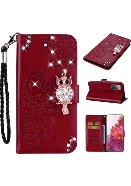 Samsung Galaxy S20 FE/S20 Fan EDITION/S20 Fe 5G/S20 Fan Edition 5G/S20 LITE/S20 Fe 2022 Rhinestone Dekorasyon Baskı Deri Kabuk Cüzdan Stand Telefon Kapağı (Yurt Dışından)
