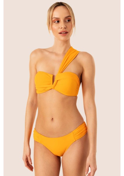 3400 Hardal Tek Omuz Bikini Takımı