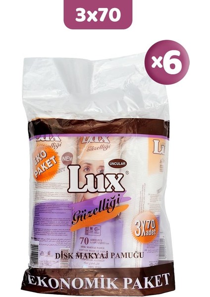 Disk Makyaj Pamuğu 3X70'LI (Eko Paket) x 6
