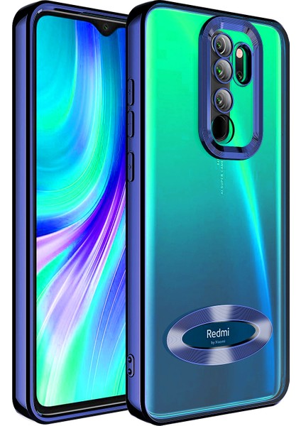 - Xiaomi Redmi Note 8 Pro - Kılıf Kamera Korumalı Logo Gösteren Omega Kapak - Lacivert