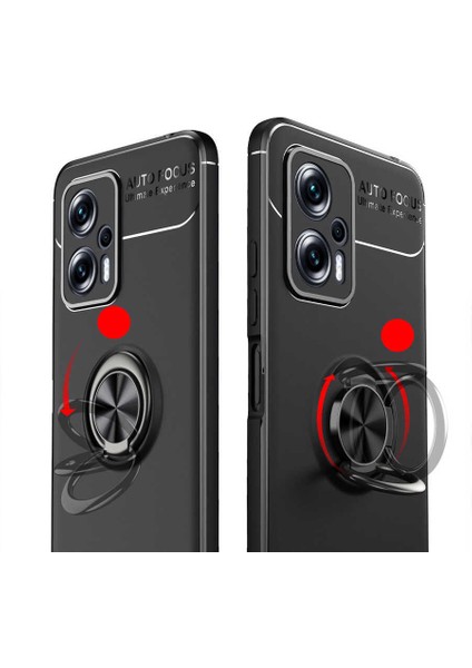 Xiaomi Redmi Note 12 Pro 5G Kılıf Autofocus Shockprof Ravel Yüzüklü Standlı Slikon Kapak Siyah fiyatları