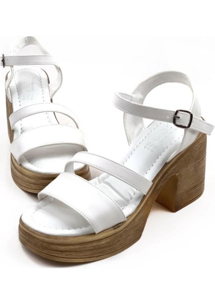 Kadın Ceylo Beyaz Ortopedik Iç Taban Platform Topuk Sandalet fiyatları