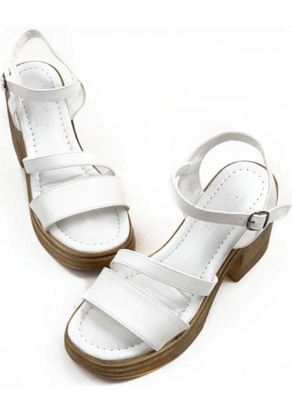Kadın Ceylo Beyaz Ortopedik Iç Taban Platform Topuk Sandalet modelleri