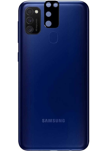 Heptek İletişim Samsung Galaxy M21 Kamera Lens Koruyucu Siyah Çerçeveli Kavisli Korunaklı (3d-Glass)