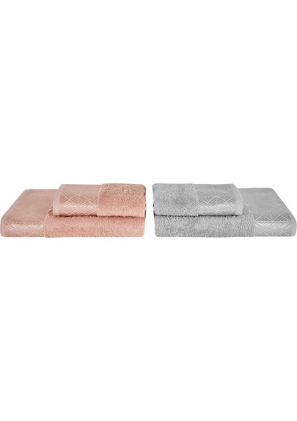 Lucia 4 Parça Hamam Seti Off White Gri