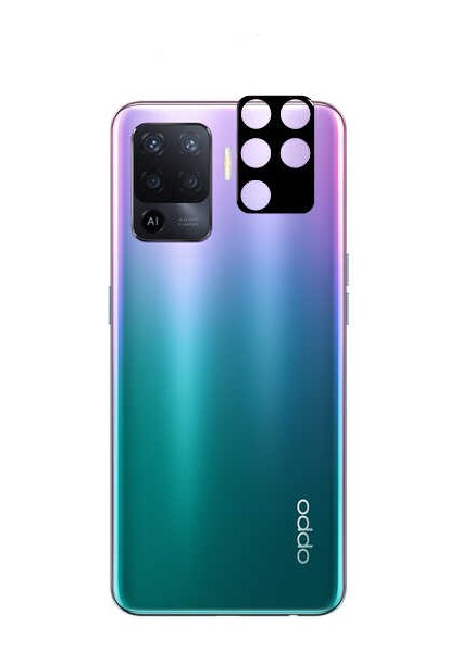 Oppo Reno 5 Lite Kamera Lens Koruyucu Siyah Çerçeveli Kavisli Korunaklı (3d-Glass)