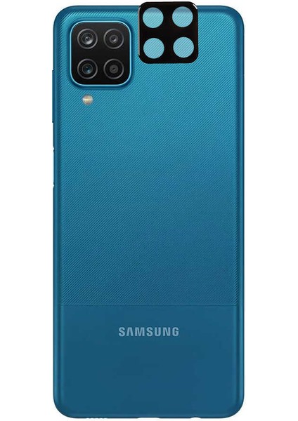 Heptek İletişim Samsung Galaxy A12 Kamera Lens Koruyucu Siyah Çerçeveli Kavisli Korunaklı (3d-Glass)