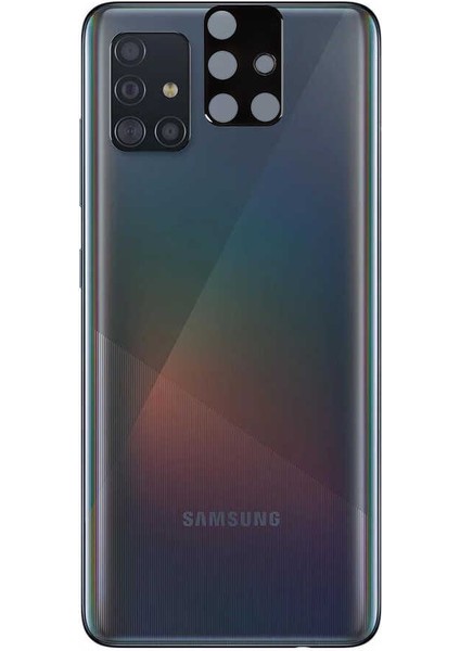 Heptek İletişim Samsung Galaxy A51 Kamera Lens Koruyucu Siyah Çerçeveli Kavisli Korunaklı (3d-Glass)