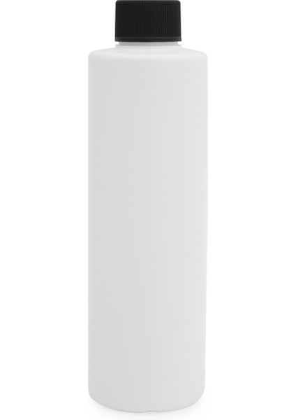 100 Adet - 250ML Plastik Beyaz Boş Şişe, Düz Çevir Aç Siyah Kapaklı