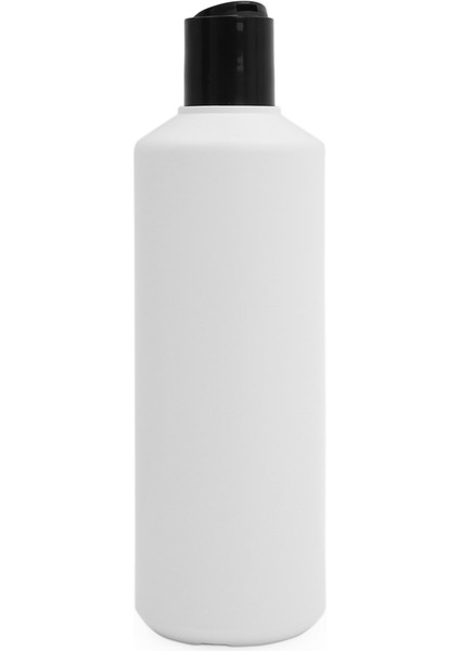 100 Adet - 500ML Plastik Beyaz Boş Şişe, Siyah Disctop Kapaklı
