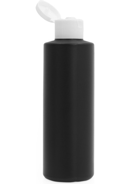 100 Adet - 200ML Plastik Siyah Boş Şişe, Beyaz Açmalı Kapaklı