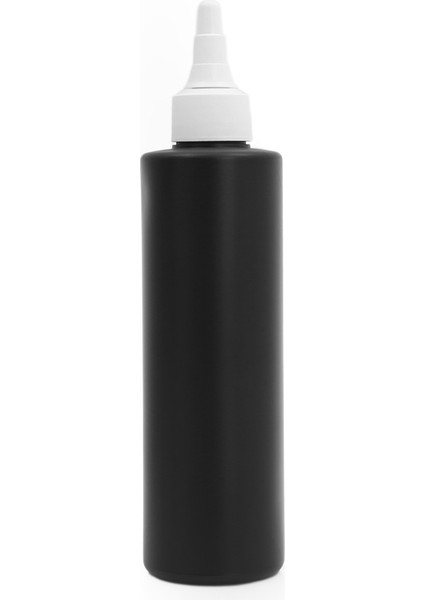 100 Adet - 250ML Plastik Siyah Boş Şişe, Beyaz Asansör Kapaklı