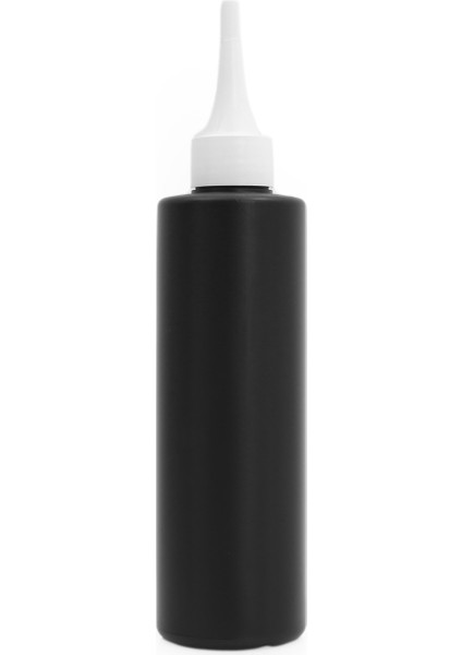 100 Adet - 250ML Plastik Siyah Boş Şişe, Beyaz Sivri Damlatma Kapaklı