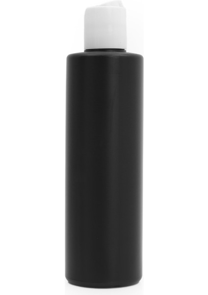 100 Adet - 250ML Plastik Siyah Boş Şişe, Beyaz Disctop Kapaklı