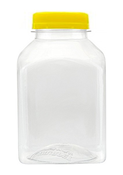 220 Adet - 250 ml Boş Şeffaf Köşeli Meyve Suyu Şişesi - Sarı Kapaklı