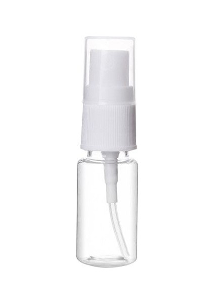 100 Adet - 10ML Plastik Mini Boş Şeffaf Pet Sprey Şişe - Beyaz Sprey Başlık