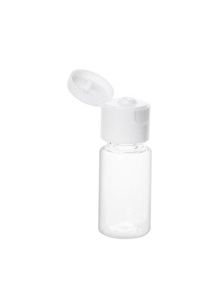 100 Adet - 10ML Boş Şeffaf Pet Şişe, Açmalı Kapaklı Plastik Şişe - Beyaz Kapak