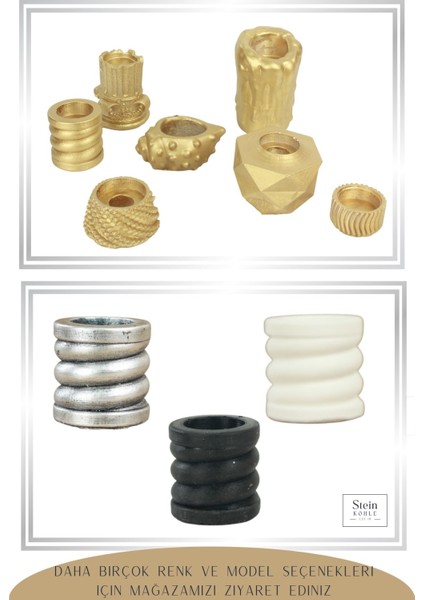 Şamdan Dekoratif Mumluk Altın Şamdan Set 3 Lü (Üçlü) Tealight ve Uzun Mum Uyumlu Spiral Model