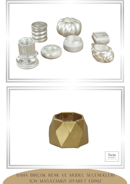 Şamdan Dekoratif Mumluk Gümüş Şamdan Set 3 Lü (Üçlü) Tealight Uyumlu Poly 1 Model