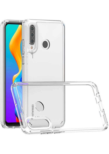 Huawei P30 Lite Kılıf Kamera Çıkıntılı Şeffaf Darbe Emici Sert Silikon Kapak (Coss)