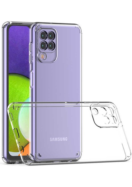 Samsung Galaxy M32 Kılıf Kamera Çıkıntılı Şeffaf Darbe Emici Sert Silikon Kapak (Coss)