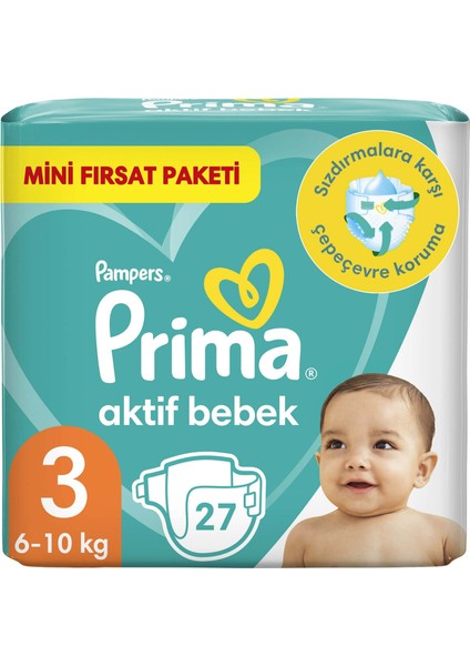 Bebek Bezi Aktif Bebek 3 Beden 27 Adet İkiz Paket