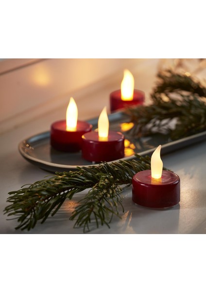 4 Adet LED Tealight Mum, Kırmızı