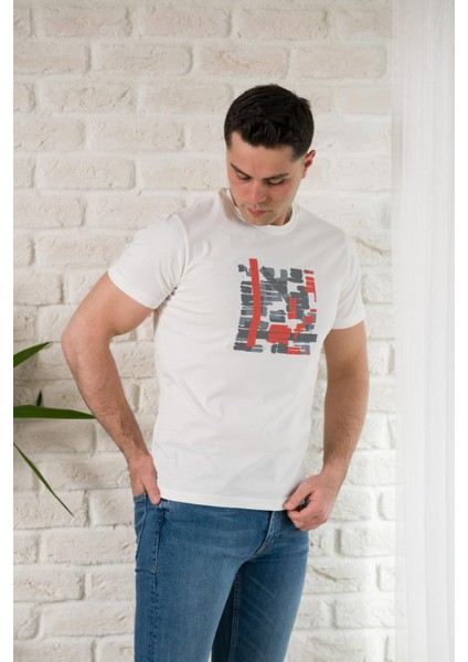 Regular Fit Pamuklu Baskı Detaylı Erkek Yazlık T-Shirt modelleri