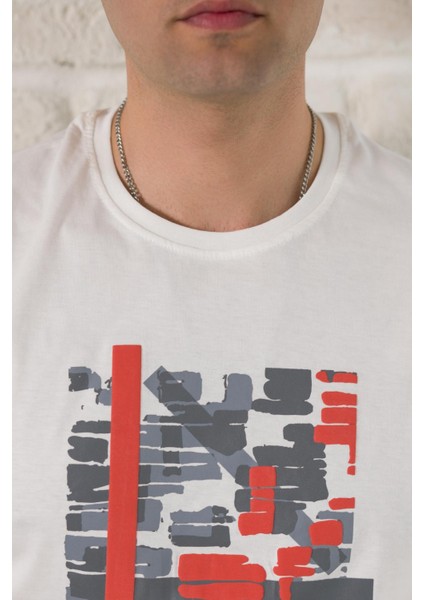 Regular Fit Pamuklu Baskı Detaylı Erkek Yazlık T-Shirt indirimleri