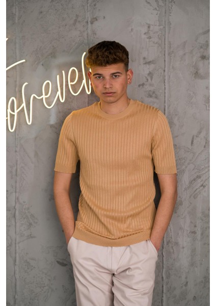 Slimfit Likralı Sıfır Yaka Erkek Tişörtriko T-Shirt fırsatları