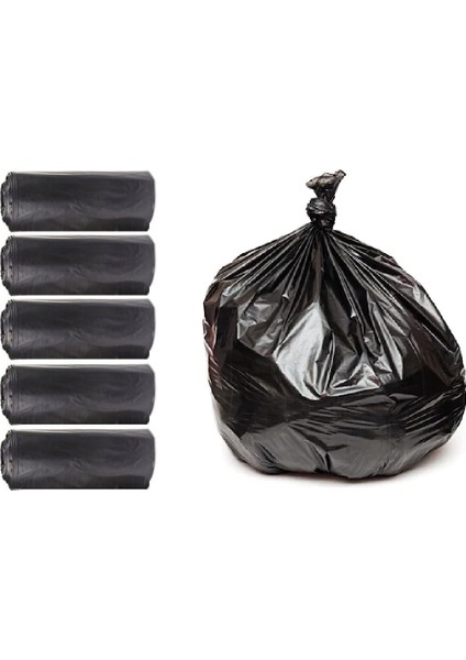 J-650 Jumbo Boy Çöp Torbası 80X110 cm 10 Lu Rulo x 5 Paket = 50 Adet Siyah