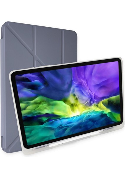 Ipad 10.2 (8.nesil) Kılıf Kalemlikli Mars Tablet Kılıfı - Lila