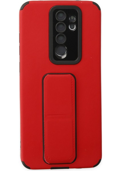 Xiaomi Redmi Note 8 Pro Kılıf Mega Standlı Silikon - Kırmızı