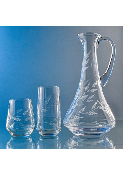 Kazaan 13 Parça 6 Kişilik Bardak Seti Dik Karaflı Sürgün Desenli fiyatları