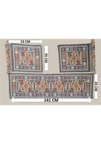 Oto Koltuk Kılıfı (Çift Taraflı )Yıkanabilir Araba Takımı Kilim Gri Renk fırsatları