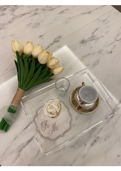 Şeffaf Pleksi Söz Nişan Sunum Tepsisi 30 X20 Şeffaf