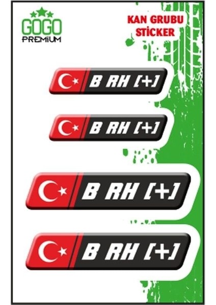 Kan Grubu Iı B Rh(+) Siyah Dörtlü Damla Etiket