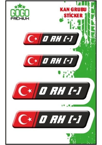 Kan Grubu Iı 0 Rh(-) Siyah Dörtlü Damla Etiket