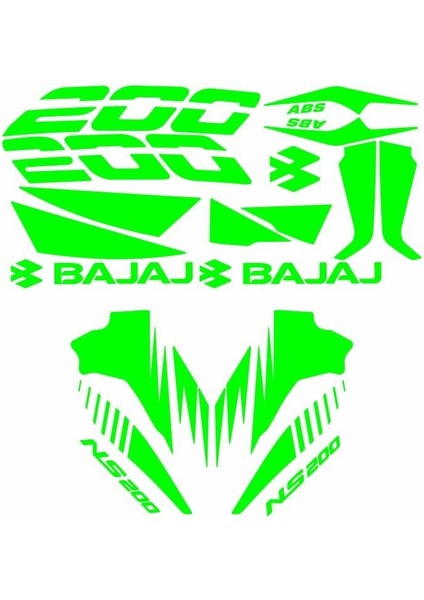 Bajaj Pulsar NS200 Uyumlu Yeşil Sticker Set
