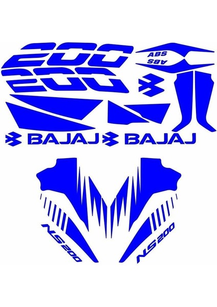 Bajaj Pulsar NS200 Uyumlu Mavi Sticker Set