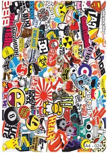 A4 Sticker 024 Tek Paket Çoklu Sticker