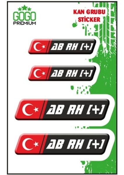 Kan Grubu Iı Ab Rh(+) Siyah Dörtlü Damla Etiket